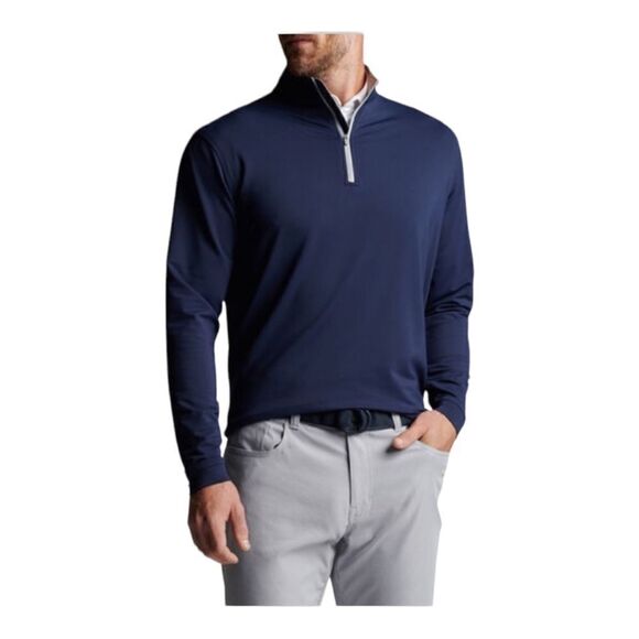 NWT Peter Millar  Suede Performance Quarter Zip Golf Sweatshirt - Picture 1 of 9